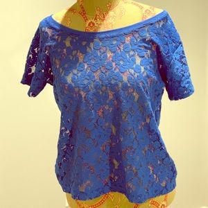Peacock Blue Lace Tee